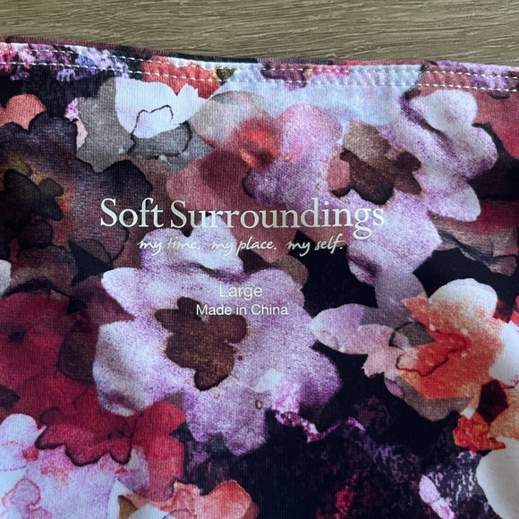 Soft Surroundings Floral Colorful Leggings Scalloped Edge SZ L - Picture 4 of 7